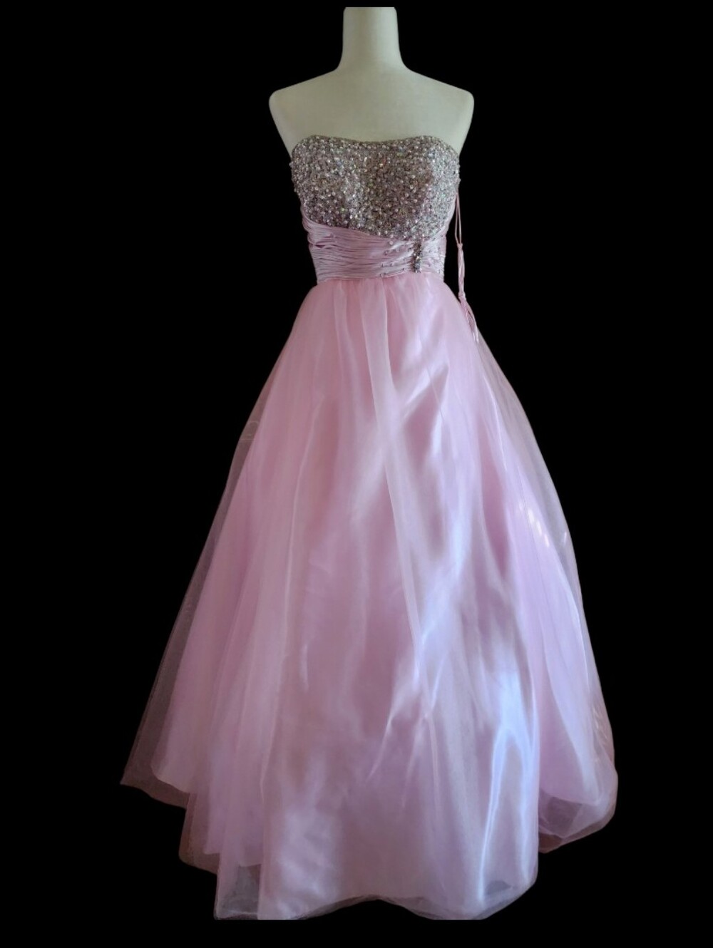 Jovani Strapless Light Pink Beaded Ball Gown Size 6